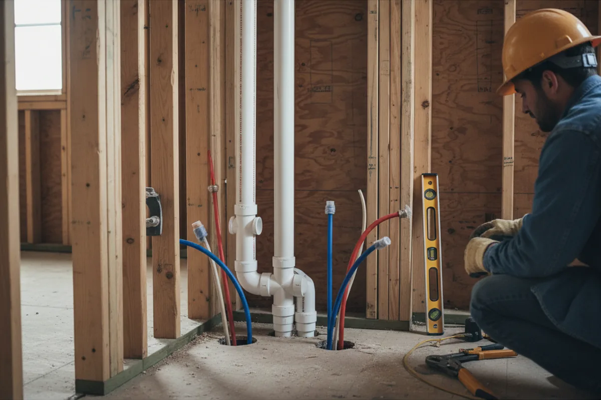 Drain and supply rough-in during Drain Cleaning in Pavo